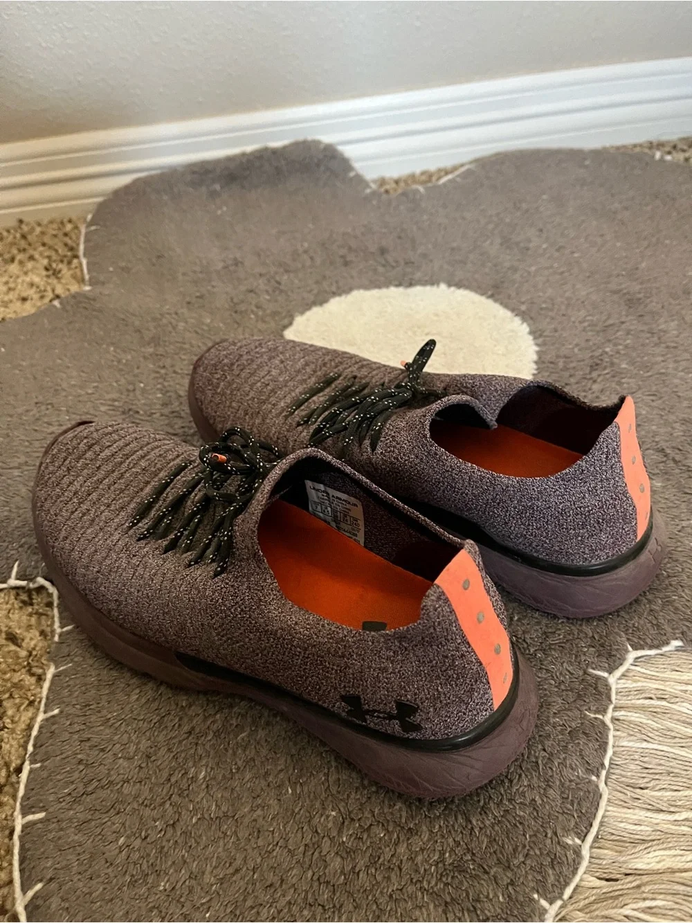 Under Armour Women’s Knit Athletic Shoes in Plum with Orange Accents